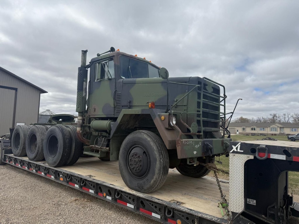 Oversized military truck on a heavy haul trailer