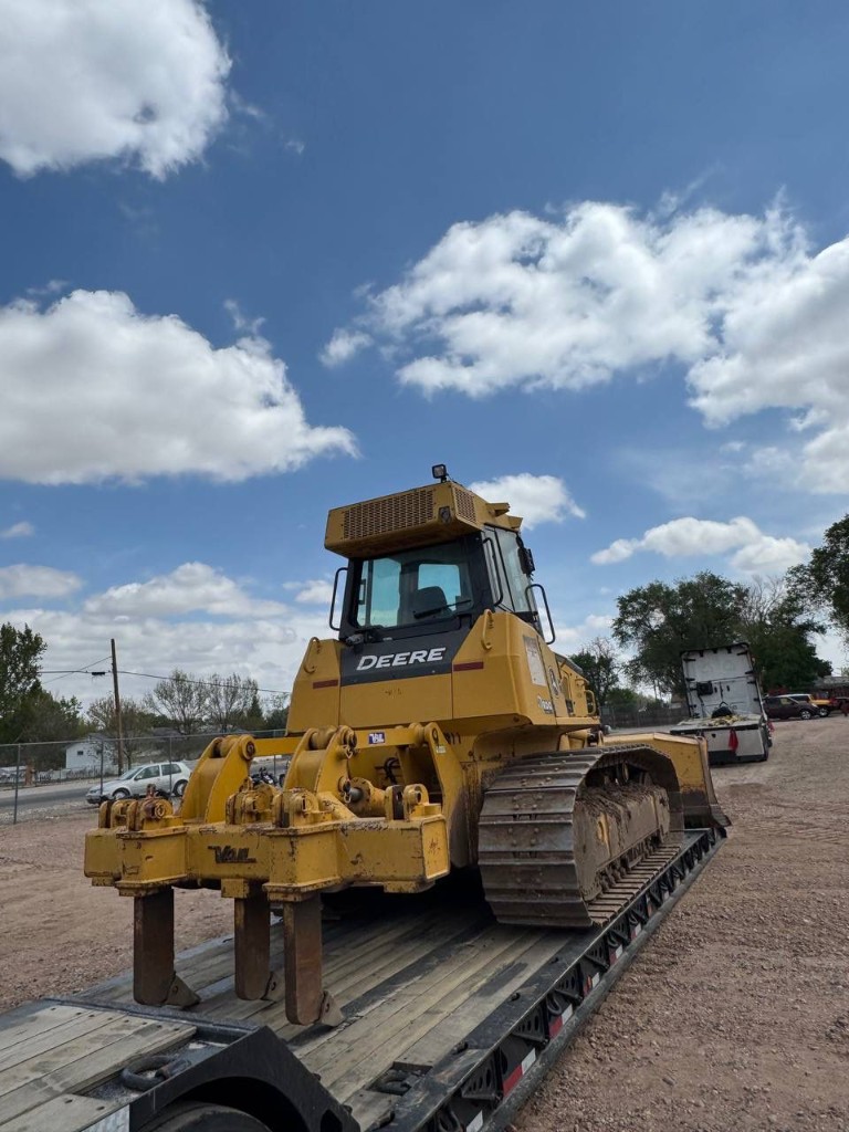 Bulldozer on a lowboy trailer